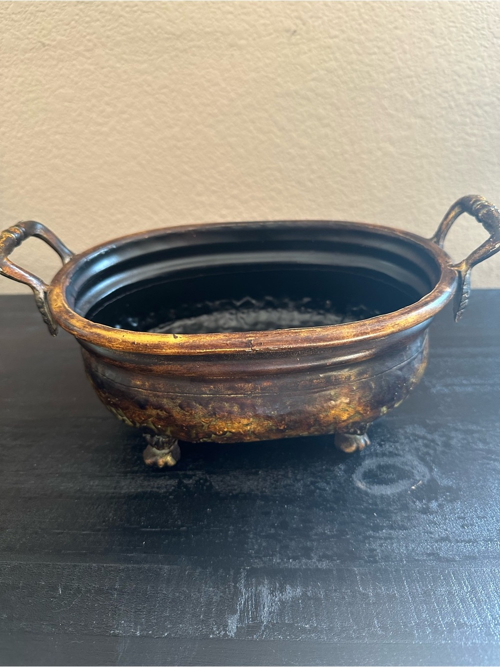 Antique-Style Brass Finish metal Footed Decorative Planter
